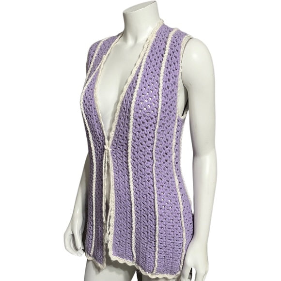 Lavender White Knit Sweater Vest Sz-Small/Medium