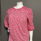 Adrianna Papell Coral Floral Knit Ruffle Collar Top Sz-3X