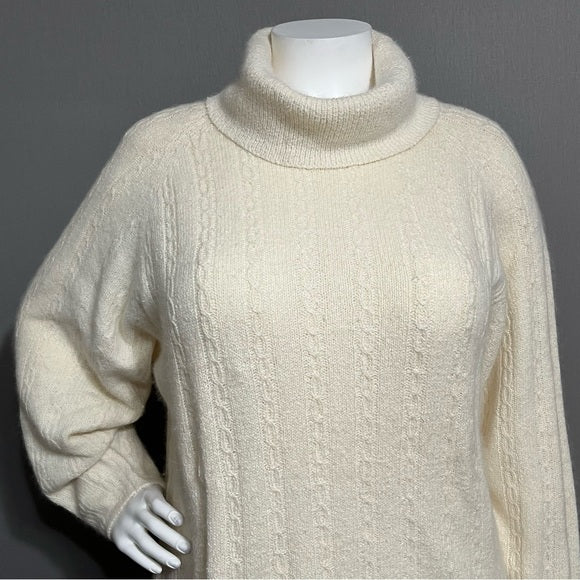 Worthington Silk Cream Rabbit Hair Turtleneck Sweater Sz-20W