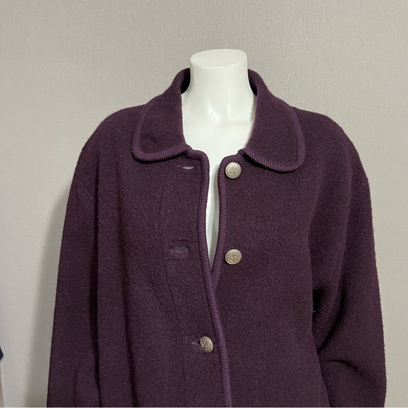 Talbots 100% Wool Unlined Purple Coat Sz-Medium