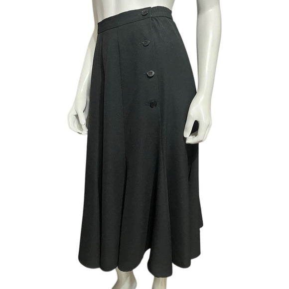 Vintage Cristique Black Fit N Flare Midi Skirt Sz-10