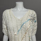 Vintage Rochelle Cream Textured Ribbon V-Neck Sweater Sz-Small