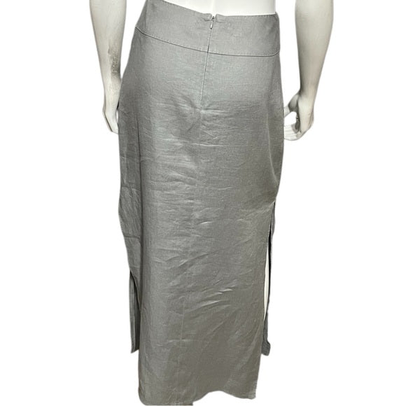 Anne Klein 100% Linen With Side Splits Maxi Skirt Sz-4