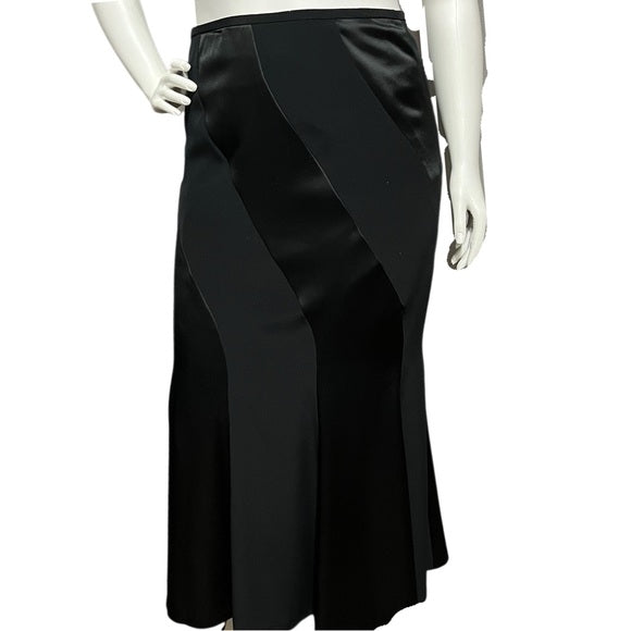 Black Satin Striped Maxi Skirt Sz-1X/2X