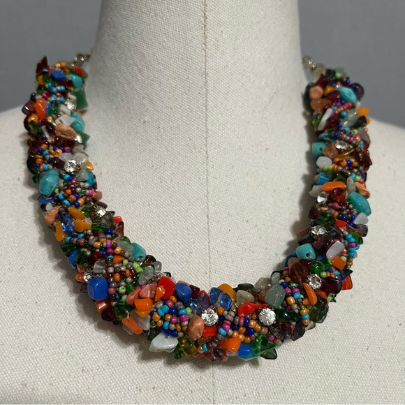 Chico’s Beaded Multicolored Artsy Necklace One Size