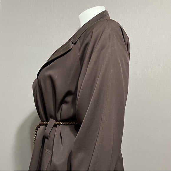 Vintage Ellen Tracy Chocolate Brown 100% Pure Wool Jacket  Sz-12