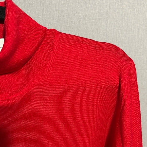 Country Shop Cherry Red 100% Pure Wool Turtleneck (Italy) Sweater Sz-Medium