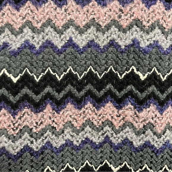 Vintage Lady Blair Pink/Gray/Black Zig Zag Cardigan Sz-Medium