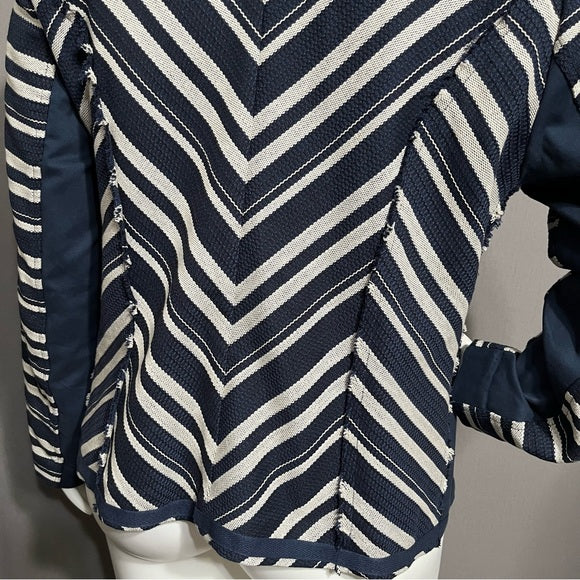 Lane Bryant Blue | Cream Striped Cotton Blazer Sz-20