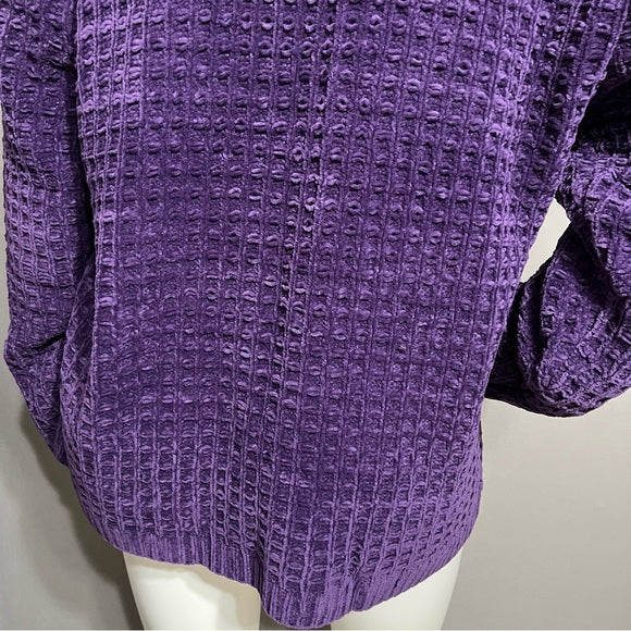 Denim & Co Purple Acrylic Textured Pullover Sweater Sz-2X