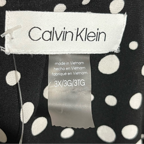 Calvin Klein Black With White Polka Dot Sleeveless Top Sz-3X