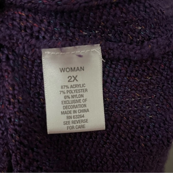 Dressbarn Purple Multicolored Sweater Sz-2X