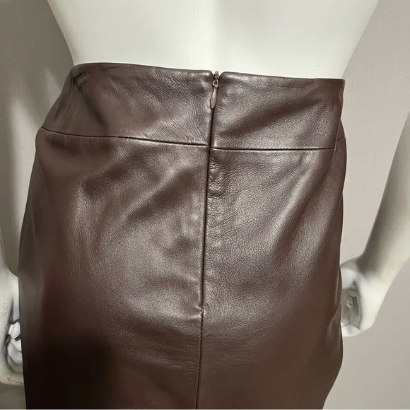 Shin Choi Chocolate Brown Leather Pencil Skirt Size-M/L