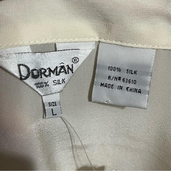 Vintage Dorman 100% Silk Cream Sz-Large