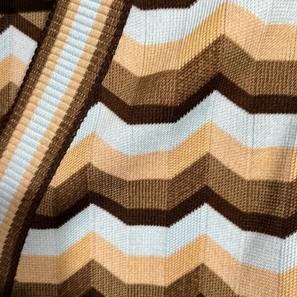 Vintage Gold Crown Brown/Tan/Blue Zig Zag Cardigan Sz-Small