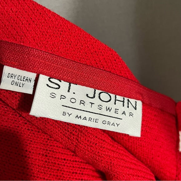 St. John Red Santana Knit Long Sleeve Sweater Sz-Medium