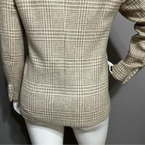 Austin Reed Wool Blend Tan Houndstooth Unisex Blazer Sz-XL