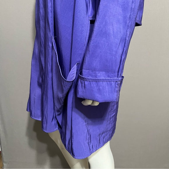 Maralyce Ferree Purple Nylon Zip Front Rain Jacket Sz-Large