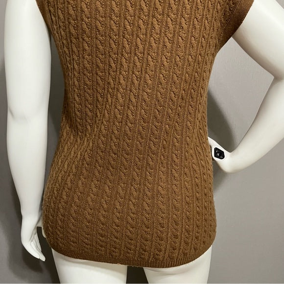 J.H. Collectibles 100% Wool Brown Cable Knit Sleeveless Vest Sz-1X