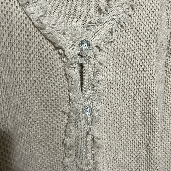 Roz & Ali Cream Textured Cardigan Sz-1X