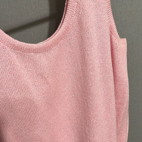 St. John Light Pink Santana Knit Shell Sleeves Top Sz-Medium