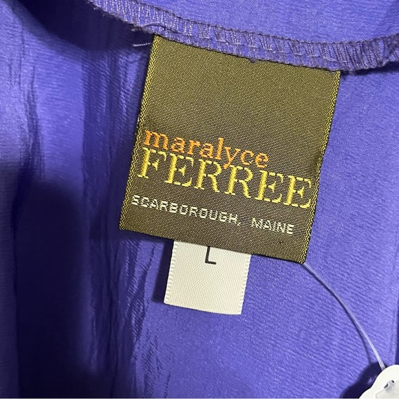 Maralyce Ferree Purple Nylon Zip Front Rain Jacket Sz-Large