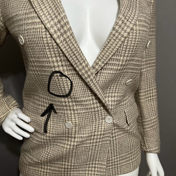 Austin Reed Wool Blend Tan Houndstooth Unisex Blazer Sz-XL