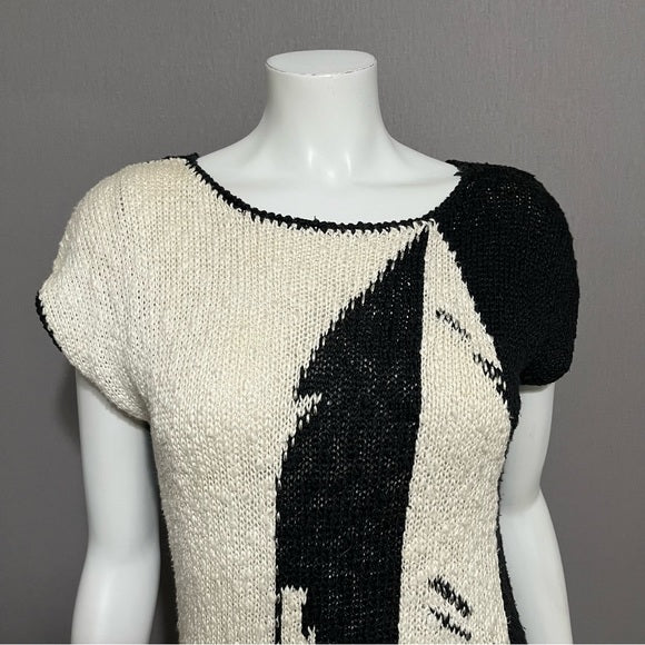 Segue Vintage Artsy Ramie Cotton Cap Sleeve Lightweight Sweater Sz-Large