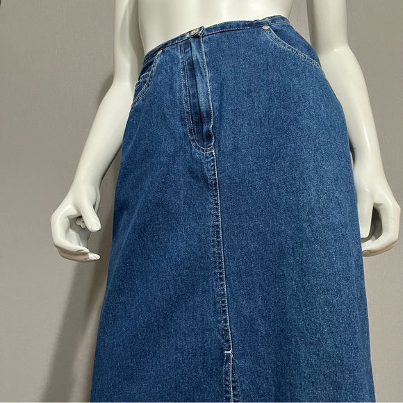 Jones New York 100% Cotton Denim Maxi With Split Skirt Sz-8