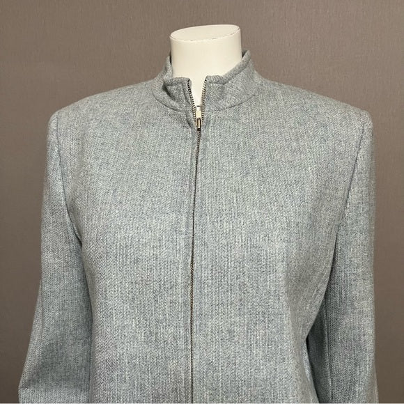 Jones New York Wool Cashmere Zip Up Pastel Blue Blazer Sz-14