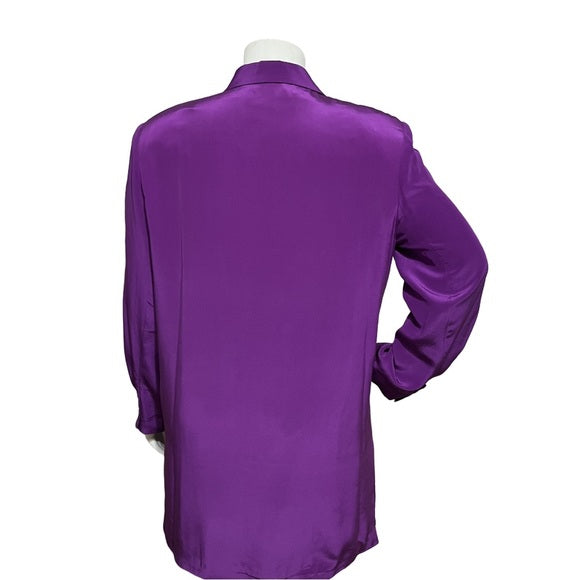 Diane Gilman 100% Silk Purple Long Lightweight 3 Button Blazer Size - 1X