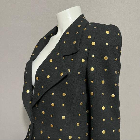 David Hayes Black 100% Pure Wool With Gold Studs Blazer Sz-8