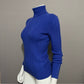Talbots Blue Ribbed Cotton Blend Turtleneck Sweater Sz-Small-Petite