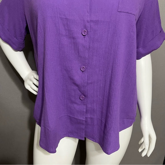 ⭐️Vicki Wayne 100% Cotton Purple Button Front Shirt Sz-2X