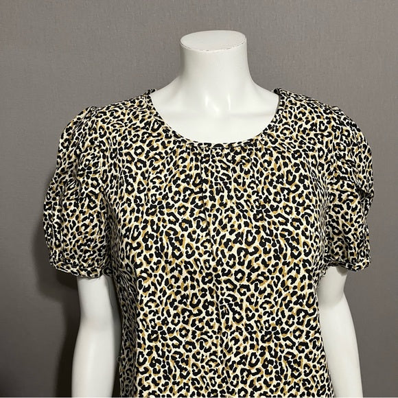 J. Crew Cotton Cheetah Print Shirt Sleeve Shirt Sz-Medium