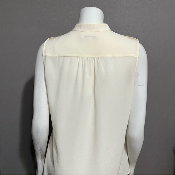 Banana Republic 100% Silk Cream Sleeveless Blouse Sz-12