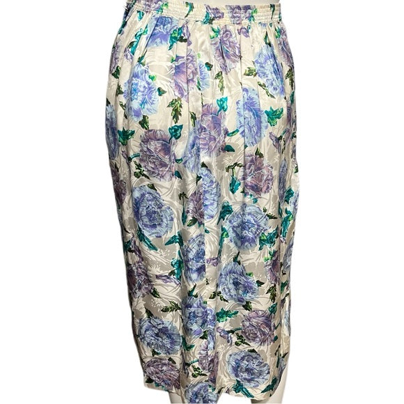 Anne Crimmins Lavender Floral Midi Skirt Sz-8