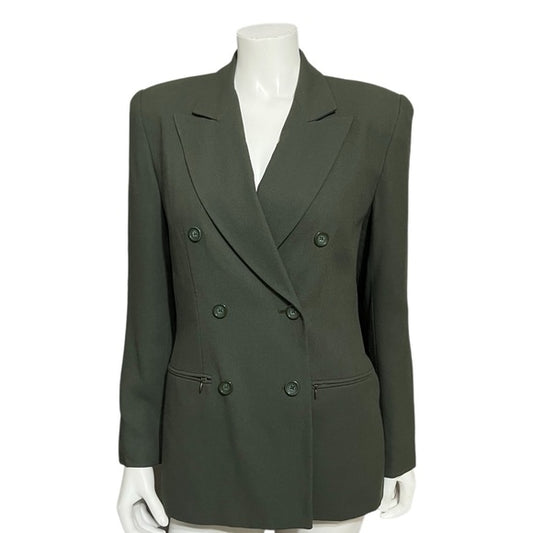 Kasper Army Green Double Breasted Blazer Sz-6