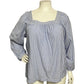 Terra & Sky Blue Striped Square Neck 100% Cotton Sz-2X