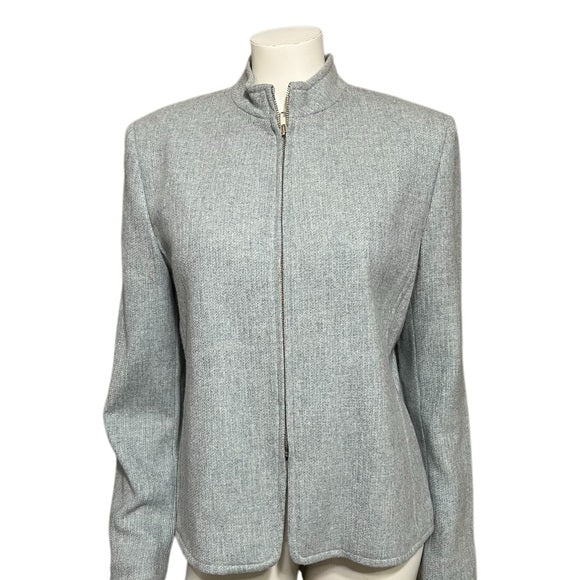 Jones New York Wool Cashmere Zip Up Pastel Blue Blazer Sz-14