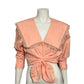 Yas Large Square Collared 100% Cotton Peach Lace Shirt Sz-Large