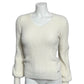 Tahari Fuzzy Cream V-Neck Long Sleeve Sweater Sz-Small