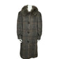 Vintage Terra Stripe & Plaid Wool & Mohair With Faux Fur Collar Coat Sz-Lg/XL