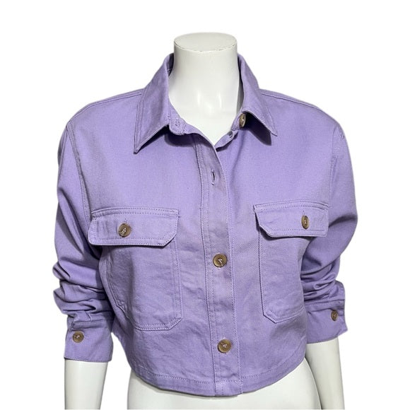 Love Tree Denim Lavender Cropped 100% Cotton Cropped Jacket Sz-Small