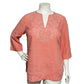 Jones New York Peach 100% Linen Tunic Embroidered Top Size - 1X