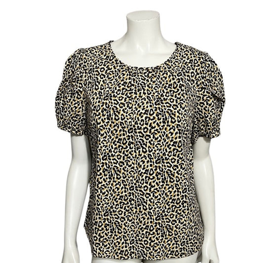 J. Crew Cotton Cheetah Print Shirt Sleeve Shirt Sz-Medium