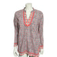 V-Neck 100% Cotton Floral Tunic Top Sz-Medium