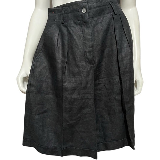 Liz Claiborne Black 100% Linen High Waisted Shorts Sz-2 Petite