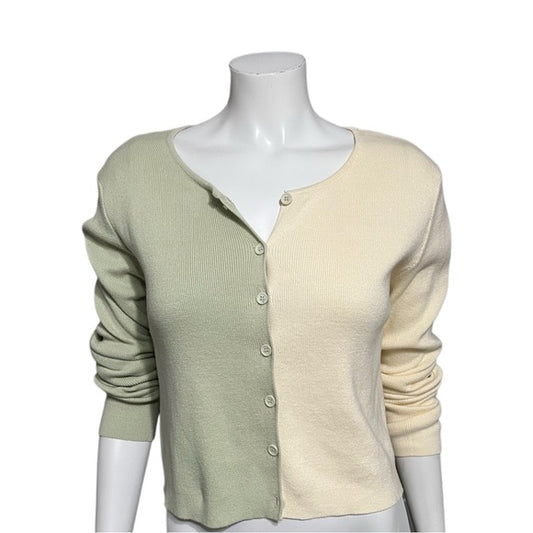 Princess Polly Green Beige 100% Cotton Ribbed 100% Cotton Cropped Sweater