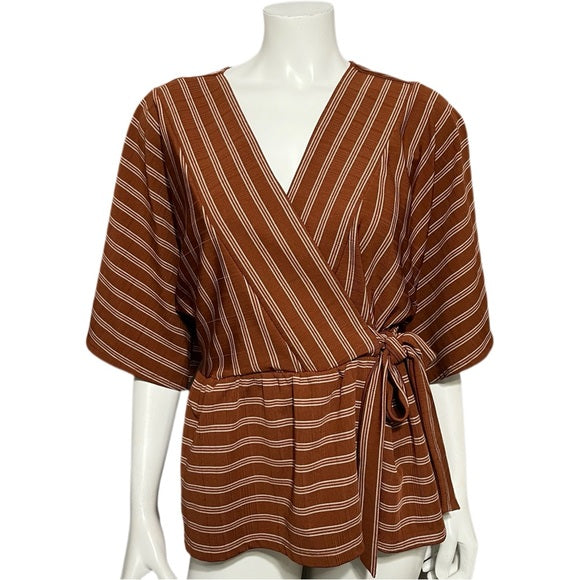 Ann Taylor Factory Striped Knit Tie Waist Top Sz-Medium